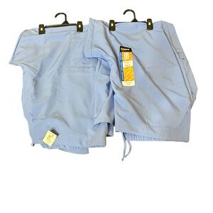 2 Pair Light Blue Scrub Set Plus Size
